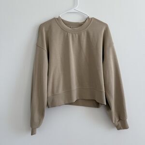 Lululemon Women’sTan Softstreme Perfectly Oversized Cropped Crew Lounge Large